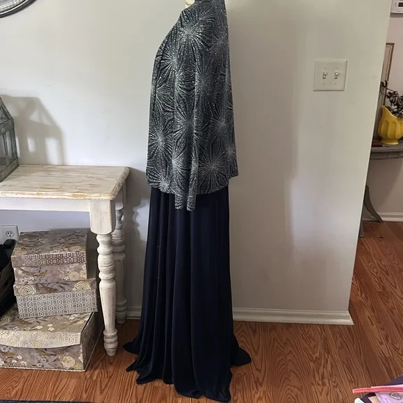 Cachet Metallic Burst Navy 2pc Dress Women's size 16 - Picture 5 of 9